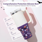 Halloween Boot for Stanley, Silicone Protector Sleeve for Stanley Quencher H2.0 FlowState Tumbler 20oz/30oz/Stanley Adventure Quencher Tumbler 24oz Cup Accessories (Purple)