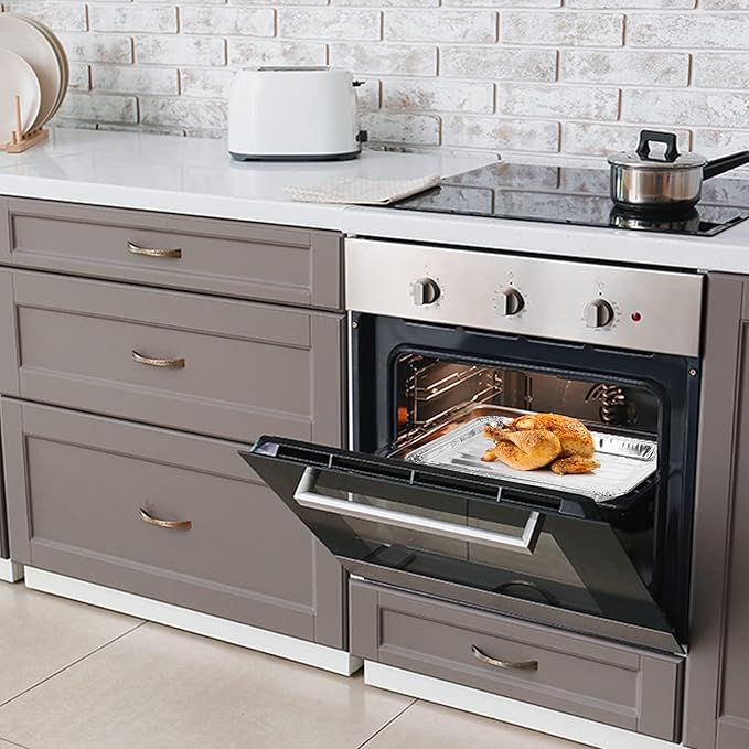 PARTY BARGAINS Aluminum Broiler Pans - 4 Pack, Heavy-Duty Disposable Grill Pans for Cooking, Roasting, BBQ, Picnic - (Max 240°C)