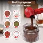 2-in-1 Coffee Scoop with Funnel, 2 Teaspoon Measuring Spoon for Reusable Pods, Ground Coffee, Protein Powder & Tea, Mess-Free Plastic Design (Red)