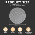 uxcell 15pcs Silicone Steamer Liners, 11.8" Bamboo Steamer Liner Non-Stick Silicone Air Fryer Steamer Liners for Buns Dumplings Pastry Baking White