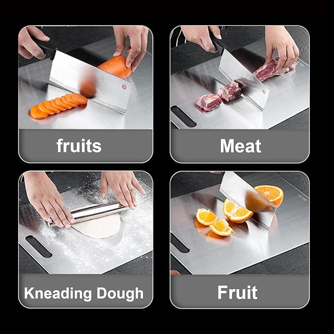 Titanium Cutting Board, Steel Cutting Boards For Kitchen, Stainless Steel Cutting Board 316, Large Double Sided Medical-grade Hygiene Durable non moldy 316L Stainless Steel Chopping Board (1PC-L)