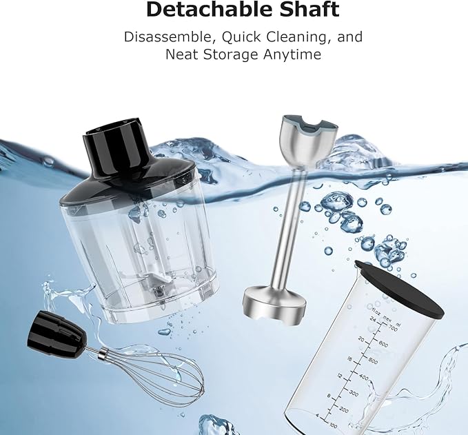 FRESKO Immersion Blender Handheld, 4-in-1 Stainless Steel Hand Electric Stick Mixer with 12-Speeds & Turbo Mode, Powerful 500W Emulsion Blender with Beaker, Chopper & Whisk