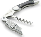Barvivo Wine Opener with Foil Cutter and Cap Remover - Double Hinged Corkscrew for Bartenders - Stainless Steel Wine Key for Easy Bottle Opening - Manual Wine Bottle Opener - Ebony Wood, 4.7x1.2-Inch