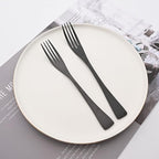 Luxury Silverware Set Flatware Cutlery 18/10 Stainless Steel Matte Polishing Metal Utensils Set Group Service for 1, 6-piece, Black