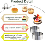 Uncle Jack 9 Pieces Round Cake Ring Molds, Stainless Steel Cake Ring Mold with Pusher, for Kitchen Tools, Baking Pastry (Include 9 Rings and 3 Pushers)