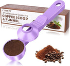 2-in-1 Coffee Scoop with Funnel, 2 Teaspoon Measuring Spoon for Reusable Pods, Ground Coffee, Protein Powder & Tea, Mess-Free Plastic Design (Light Purple)