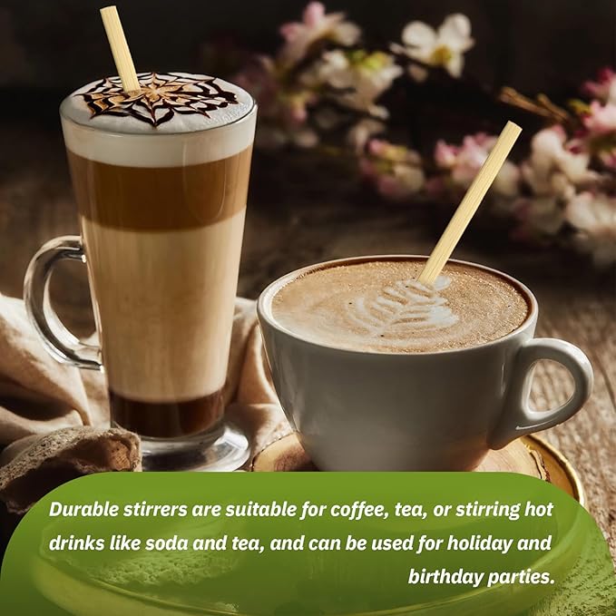 1000PCS Coffee Stirrers Bamboo Coffee Stir Sticks Disposable Hot Drink Beverage Stirring Swizzle Stir Sticks For Coffee Milk Juice Cocktail Chocolate For Party Bar 5.5 Inch Square