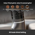 Electric Conical Burr Coffee Grinder, Coffee Bean Grinder with Smart 60S Timer, 60 Precise Adjustable Grind Settings for Espresso, 2-12 Cup, Easy to Clean, Durable & Quiet, G9010B Grey