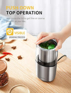 SHARDOR Electric Coffee Grinder Herb Blade Grinder Spices Grinder with 2 Removable Stainless Steel Bowls, Silver