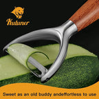 Premium Y Type 304 Stainless Steel Multifunctional Kitchen Peeler Real Wood Handle Ultra Sharp Blade Vegetable Potato Apple(Aosuan)