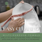 Salt Earth Kitchen Towels Cotton Dish Towel Size 24x14 Inches Set of 12 100% Ring Spun Cotton Absorbent Quick Dry Herringbone Weave Lint Free Washable Dishcloth Hanging Loop Color White & Red Stripe