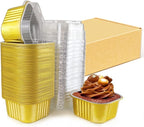 14 oz Mini Cake Pans with Lids, Square Muffin Pans, Multi-purpose Aluminum Baking Cups, Premium Dessert Cups, Creme Brulee Ramekins Oven Safe, 60 Pack