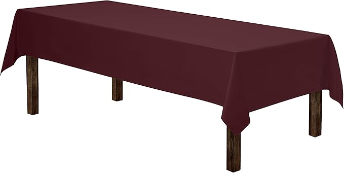 Gee Di Moda Rectangle Tablecloth - 60 x 126 Inch Burgundy Table Cloth for 8 Foot Rectangle Table - Heavy Duty Washable Fabric - for 8 Ft Buffet Table, Holiday Party, Dinner, Wedding & Baby Shower