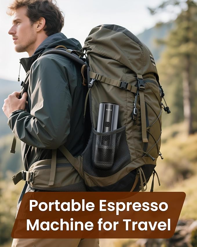 Portable Espresso Maker, 20 Bar Electric Espresso Machine for Travel, Camping, Rechargeable USB-C Mini Coffee Maker for NS Capsule Pods and Ground Coffee, Gray