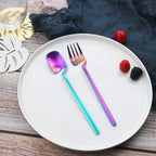 JASHII Flatware Set 32-piece Silverware Set Matte Finished Cutlery Set Service for 8 Include Knife/Fork/Spoon/Coffee spoon Dishwasher Safe (Rainbow)