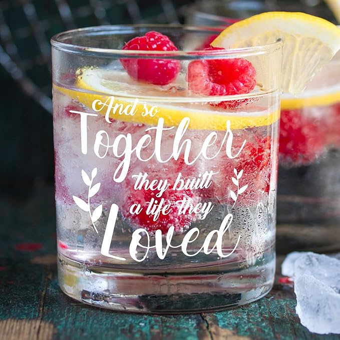 kunlisa and So Together They Built a Life They Loved Whiskey Glasses, Wedding Gifts for Newlyweds Couples, 10 oz Drinking Rocks Glasses for Women Men Whisky Cocktail Scotch Bourbon Liquor