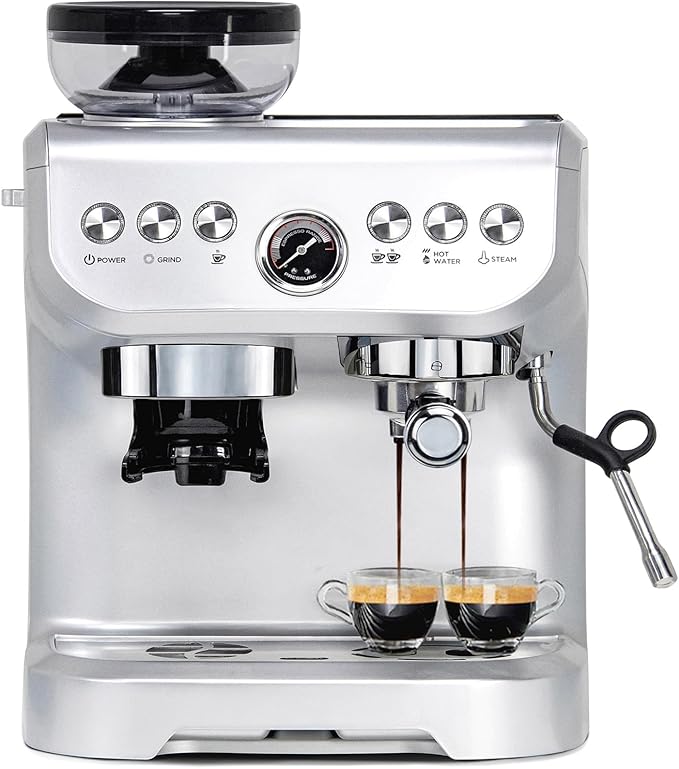 MIROX Espresso Machine 15 Bar, Coffee Maker With Milk Frother Steam Wand, Built-In Bean Grinder, Combo Cappuccino Machine with 70oz Removable Water Tank (ABS high-strength plastic shell)
