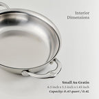 Hestan OvenBond Provisions - Oval au Gratin Dishes Stainless Steel, Set of 2, (13 Ounce), Small (6.5" x 5.5")