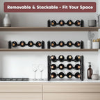 Stackable Wine Rack Countertop, Sturdy Bottle Holder Freestanding for Cabinet, 3 Tier Small Tabletop Wine Holder Stand, Wire Bottle Rack Metal Storage Organizers
