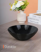54 OZ Salad Bowl Set of 2, Opal Glass 9.5 inch Serving Dishes for Salad, Fruit, Kitchen Microwave & Dishwasher Safe, Black