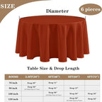 Fitable 6 Pack Rust 90 Inch Round Tablecloth - Stain Resistant and Washable Table Cover, Polyester Fabric Table Cloth for Wedding, Party, Banquet, Formal Events