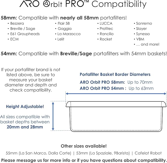 ARO Orbit PRO™ | Aluminum Spirographic WDT Tool | Mechanical Geared Spinning Distribution Tool for Home Baristas and Professional Cafés | Compatible with Breville 54mm Portafilters