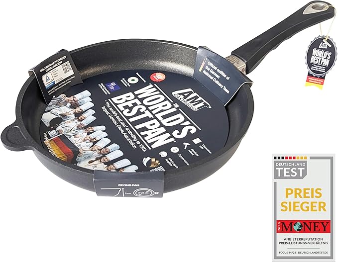AMT Gastroguss The World´S [.] Frying pan Induction, Diameter 28 cm, Height 5 cm, cast Aluminium (Aluminium), Lotan® Non-Stick Coating for Fat-Free-Frying, AMZN-I-528-US