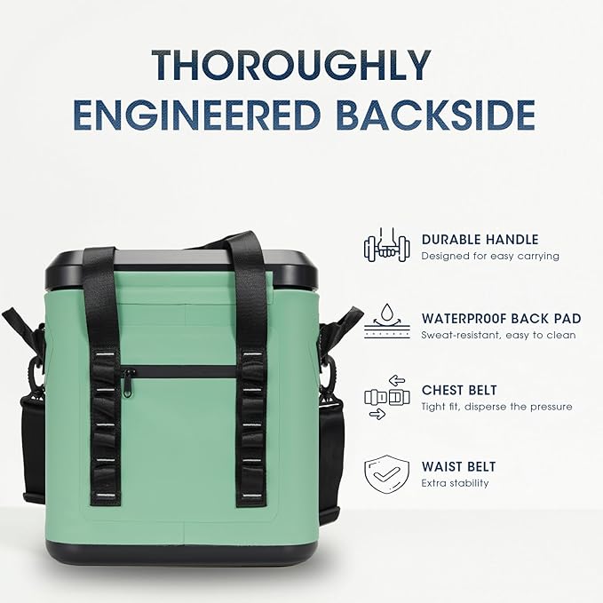 Magnetic Backpack Cooler Bag, Cold Retention Soft Coolers 30 Can Insulated Soft Sided Cooler with Waterproof Bag