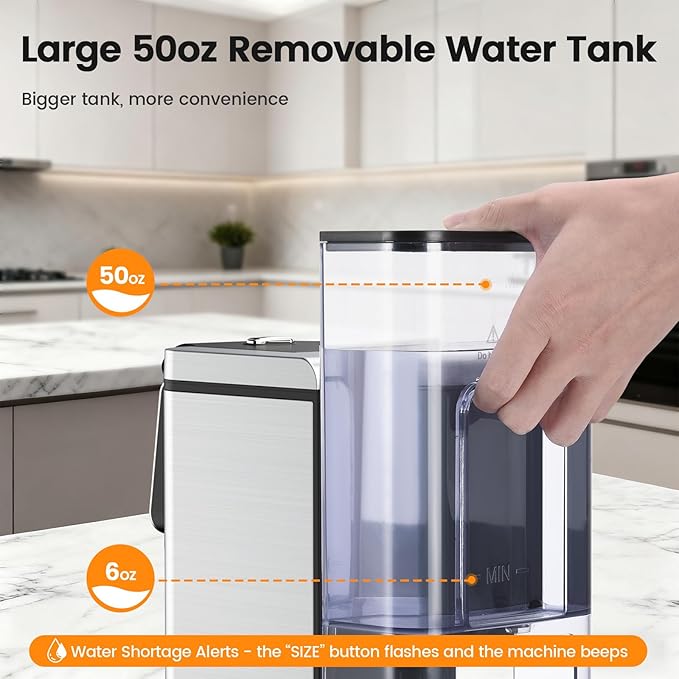 Single Serve Coffee Maker for K-Cup Pod and Grounds, Hot and Iced Coffee Maker, Strong Button Feature, 6 to 14oz Brew Sizes, 50oz Removable Reservoir, Up to 6.5 Inch Cup, Stainless Steel, Black