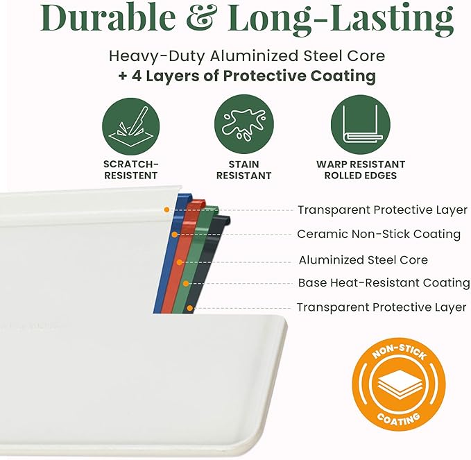 Larder & Vine 8-Piece Bakeware Set | Non-Stick Baking Set with Ceramic Finish | PFAS, PFOA, PTFE, and BPA Free Baking Essentials | Baking Sheets, Muffin Tins and Assorted Baking Pans | French Gray