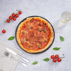 Restaurantware Met Lux 13 Inch Pizza Pan With Holes 1 Heavy-Duty Pizza Pan With Holes - Perforated Non-Stick Carbon Steel Pizza Crust Pan Keeps Pizza Fresh For Any Food Service Establishments