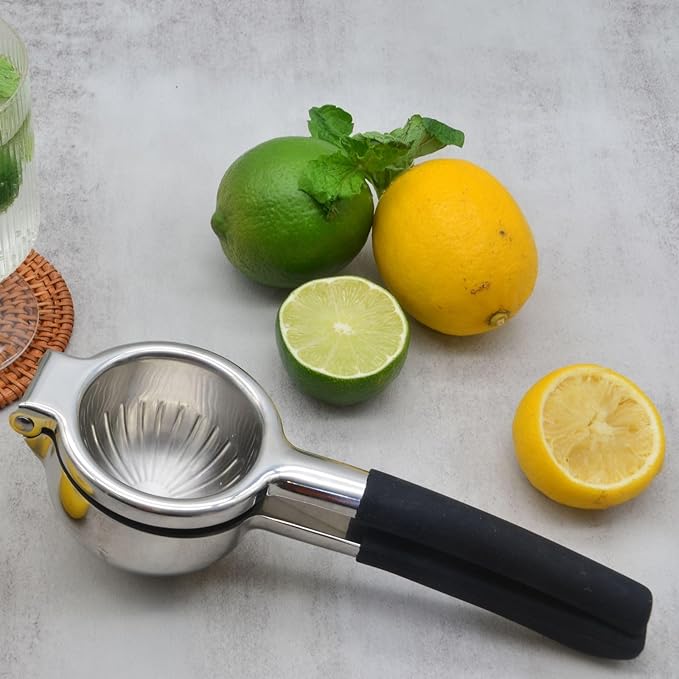 Lemon Squeezer Stainless Steel, Heavy Duty-Non-Slip Grip Design, Handheld Juice Press, Manual Citrus Juicer Tool for Fruit, Lemon, Lime, and Citrus Fruits