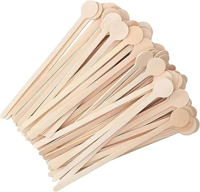 200Pcs Coffee Stirrers- 5.9 Inch Natural Wooden Coffee Stirrers With Round Ends, Disposable Biodegradable Cafe Grade Coffee Stir Sticks Wood Beverage Mixer for Coffee Cocktails Milk Tea