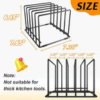 Baking Sheet Organizer Rack – 5-Slot Bakeware & Cookie Tray Holder for Kitchen Cabinet or Countertop, Compact Stainless Steel Cutting Board Rack with Rust-Resistant Frame & Anti-Slip Feet