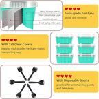 LNYZQUS 120pack/10oz Foil Mini Cake Tins with Lids 4”X4” Small Cake Baking Pans Cupcake Containers,Disposable Ramekins Mini Aluminum Brownie Pan Large Muffin Cups Holders-Cyan Blue