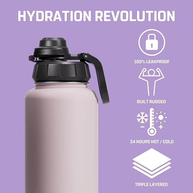 Vesmoon Vessence 32 Oz Stainless Steel Tea Infuser Bottle for Loose Leaf Tea, Water, Herbs, Fruits - Triple Layered Insulated, Leak Proof Bottle with Lid and Clip Handle - 24 Hours Hot/Cold