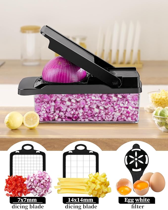 Vegetable Chopper Spiralizer Mandoline Onion Slicer - Multifunctional Food Cutter with Container, Pro Mandoline Slicer, Dicer Cutter, Kitchen Gadgets & Home Essentials