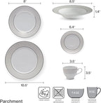 Mikasa Parchment 40-Piece Dinnerware Set, Service for 8, Durable Porcelain Plates, Bowls, and Mugs with Contemporary Design, Dishwasher Safe