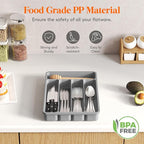 Lifewit Silverware Drawer Organizer Tray, Plastic Cutlery Storage for Kitchen Drawer, Flatware and Utensil Holder Divider for Spoons Forks Knives Tableware, 5 Compartment, Gray