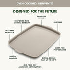 GreenPan Premiere Ovenware Healthy Ceramic Nonstick 18" x 13" Half Rectangular Baking Pan, PFAS-Free, Warp-Free Bakeware, Durable Quick Heating Tray, Oven Safe to 600F, Dishwasher Safe, Taupe