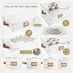 HOMELUX THEORY Coffee Mug Storage with Dividers, Ivory Hard Shell China Storage Containers, Kitchen Storage Bins With Lids, Heavy Duty Moving Box for Packing Glassware, Stemware & Glassware