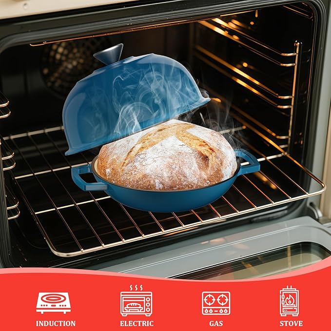 YUTANN Enameled Cast Iron Dutch Oven, 5 QT Nonstick Dutch Oven, Titanium Nonstick Coating, Ideal for Bread Baking/Braising/Roasting, Oven, Gas Stove and Stovetop Safe, Safe Material & Easy to Clean