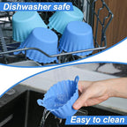 Koluti Reusable Silicone Baking Cups Set of 4, Nonstick Muffin Cupcakes Mold with Double Handle, BPA Free, Small Round Air Fryer Cupcake Liners, 2 Color