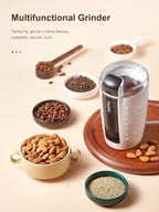 Coffee Grinder, Electric Coffee Grinder with 3.5Oz Large capacity, One-Touch Coffee and Spice Grinder with Stainless Blade, Cleaner Brush And Spoon for Home Use (White)