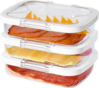 Felli Duo Loc Deli Meat Containers for Fridge with Airtight Lids, Stackable Refrigerator Organizer for Lunch Meat Storage Sandwich Ham Cheese Salami Sliced Turkey, Clear Tritan Box (Cold Cuts 3pk)