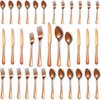 30 Pcs Rose Gold Silverware Set for 6, Food Grade Stainless Steel Flatware Set, Eating Utensils Sets Include Fork/Knife/Spoon,Home Kitchen Tableware Set, Reusable Cutlery Set, Dishwasher Safe