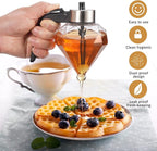 Glass Honey Dispenser, No Drip Honey Dispenser with Stand Diamond Shaped Honey Pot, Beautiful Syrup and Sugar Jar