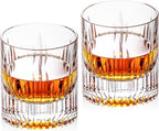 KAMMAK Crystal Whiskey Glasses Set of 2, Luxury 7.44oz Old Fashioned Glasses Stemless, Hand Blown Cocktail Glasses, Handcrafted Cut White Scotch Cup for Women, Men Gift for Bourbon,Home Bar