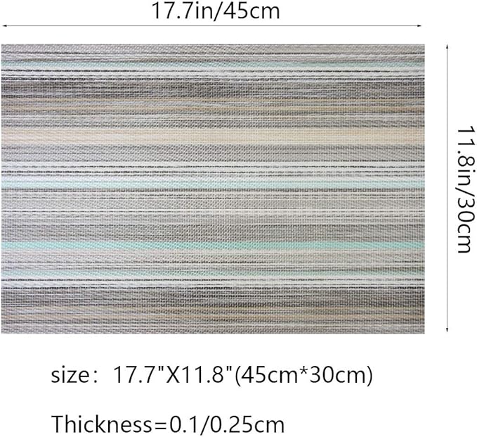 PIGCHCY Stylish Placemats for Dining Table Set of 6, Thicker and Tighter Cross-Woven Placemat Non-Slip Vinyl Washable Table Mats (Multi Teal)