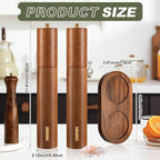 Wooden Salt and Pepper Grinder Set 11.8 Inch Manual Salt and Pepper Mill with Tray Adjustable Coarseness and Refillable Wood Grinders with Gold Bottle Label for Kitchen(Wood Color)